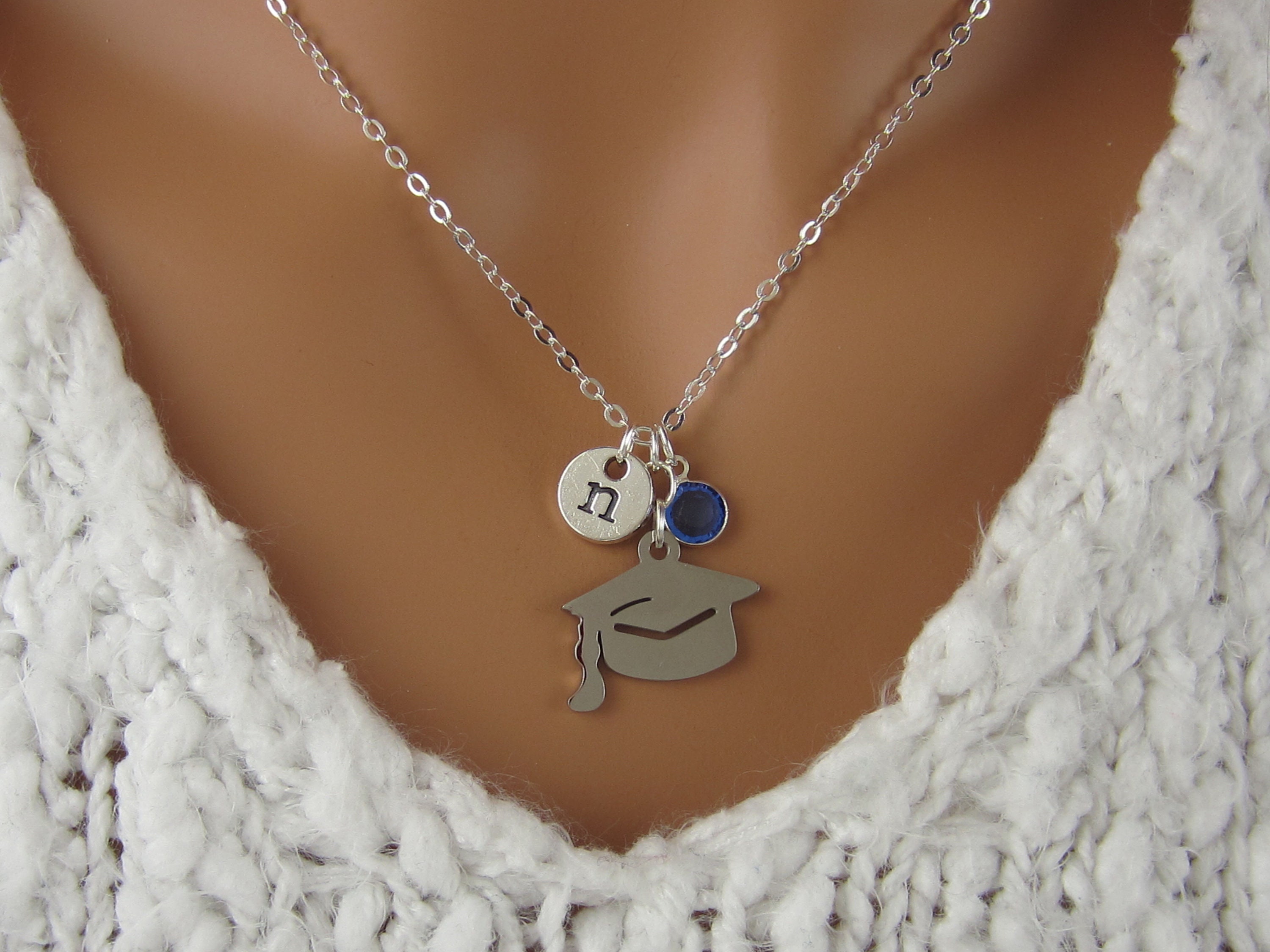 Graduation Necklace Grad Cap Charm Grad Gift Ideas Etsy Canada