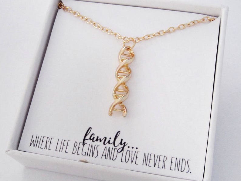 DNA Strand Necklace Gold Double Helix Pendant Antique Gold Etsy