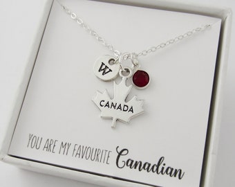 Maple Leaf Necklace - Canada Day - Canadian Necklace - You're My Favorite Canadian Necklace - Personalized Initials or Birthstone