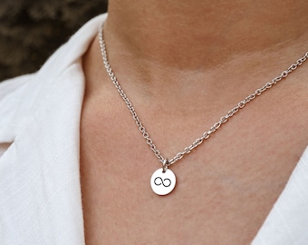 Infinity Necklace - Silver or Gold Stainless Steel Infinity Jewelry - Small Engraved Infinity Symbol Charm Necklace - Friendship Necklace