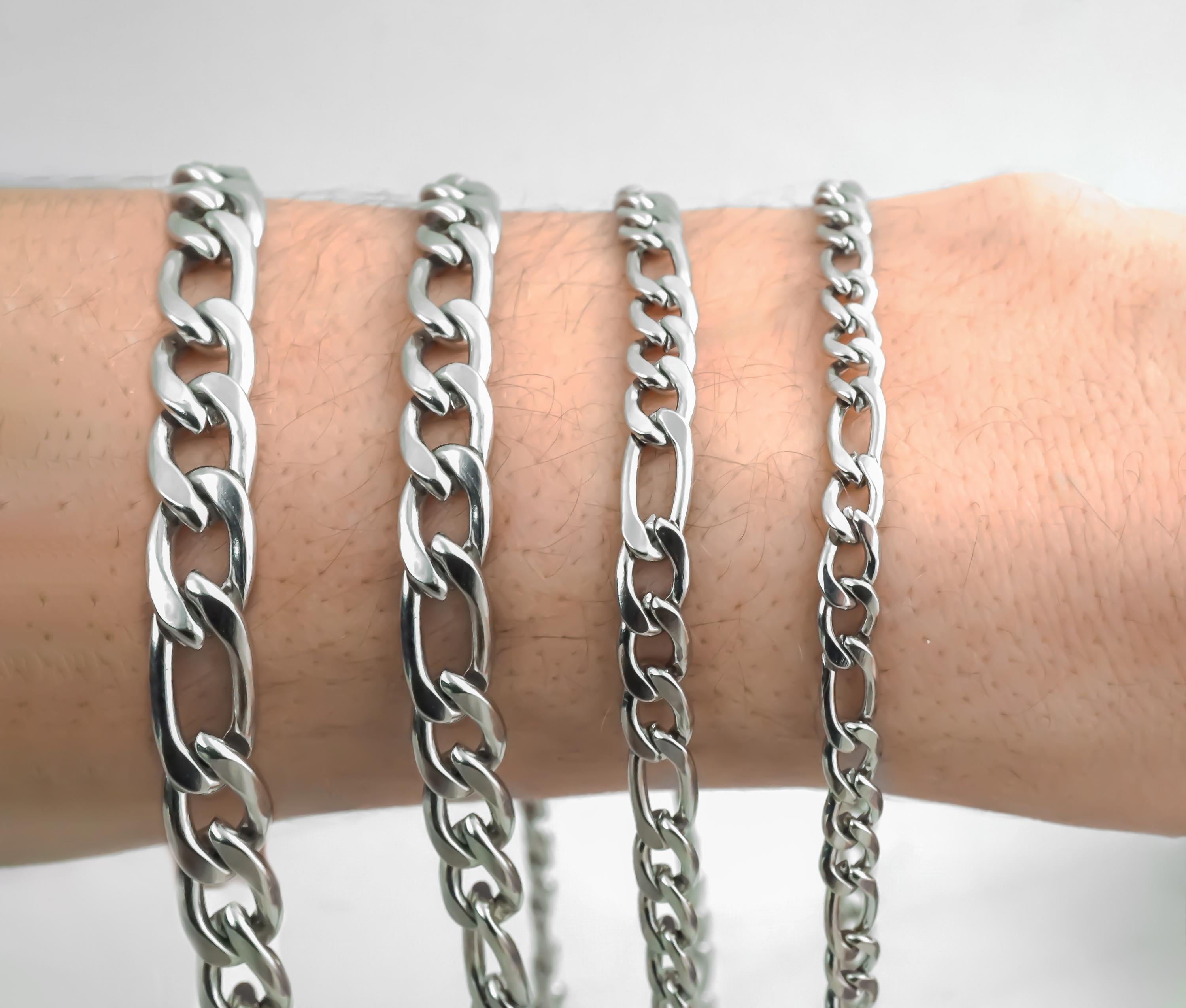 Waterproof Stainless Steel Figaro Chain Necklace or Bracelet