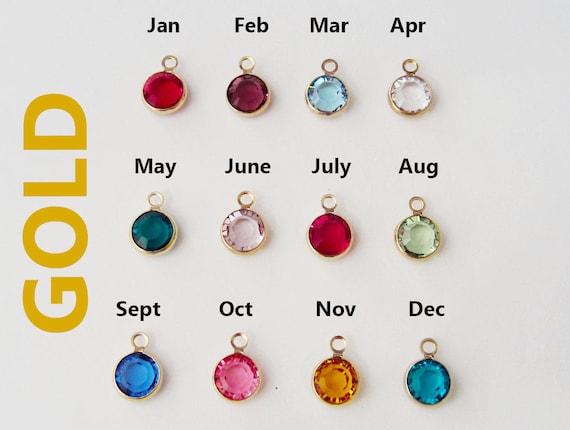 Gold Preciosa Birthstone Charm 6mm Stone Add on Birthstone Charm