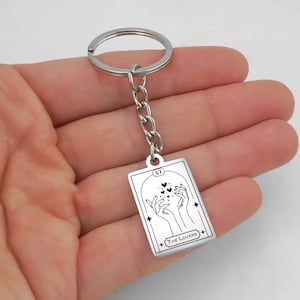 Unique Tarot Card Key Chain, The Lovers Tarot Card Keychain, Stainless Steel Tarot Key Ring, Witchy Tarot Gifts