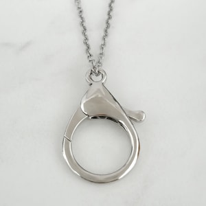 Lobster Clasp Lanyard Necklace: Large Badge or Ring Holder - Silver, Gold, Rose Gold