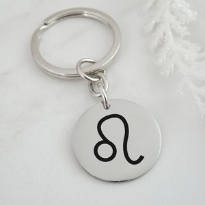Personalized Zodiac Sign Keychain: Stainless Steel Horoscope Key Ring for Any Zodiac Symbol