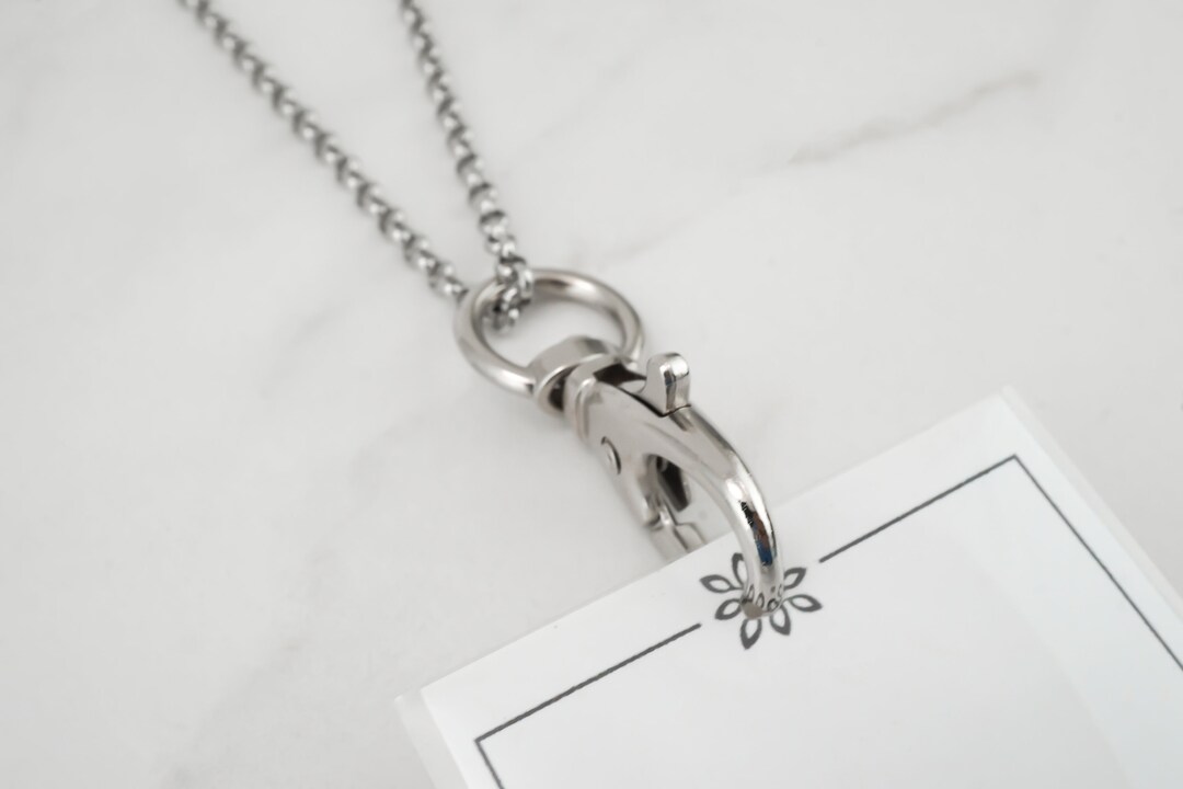 Stainless Steel Lanyard Necklace ID Card Holder Necklace Etsy