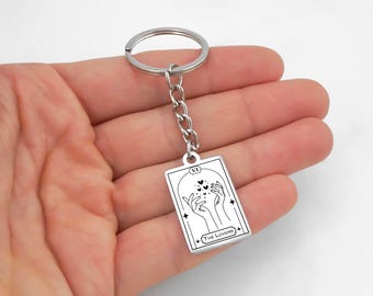 Tarot Card Keychain: The Lovers or Any Major or Minor Arcana Card, Stainless Steel, Witchy Gift