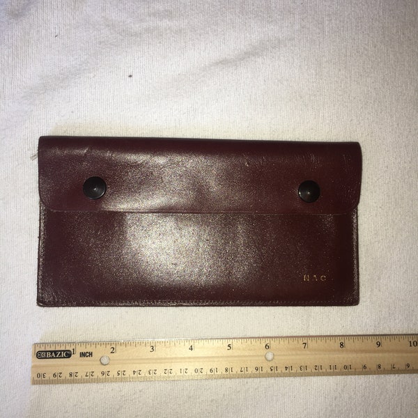 Vintage ultra rare Prince Gardner Genuine Cowhide leather tan Western wallet mens snap close zipper coin pocket 2 full size cash pckts hand