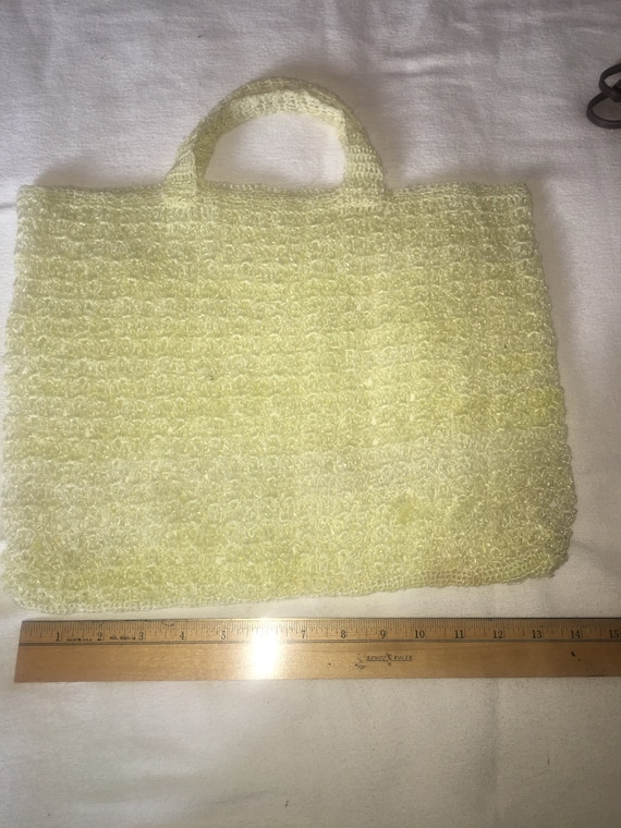 Raffia hand crocheted purse 2 handle tote Vintage 