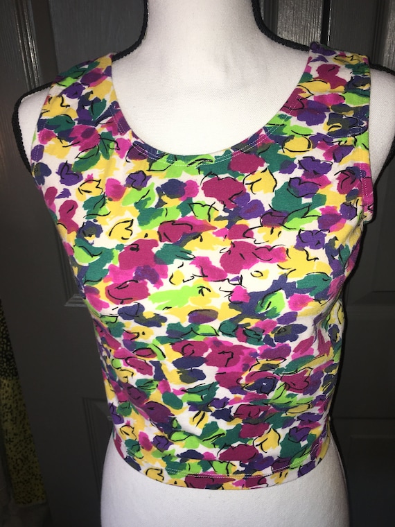 The Body Co. Floral 1990s spandex knit crop top X 