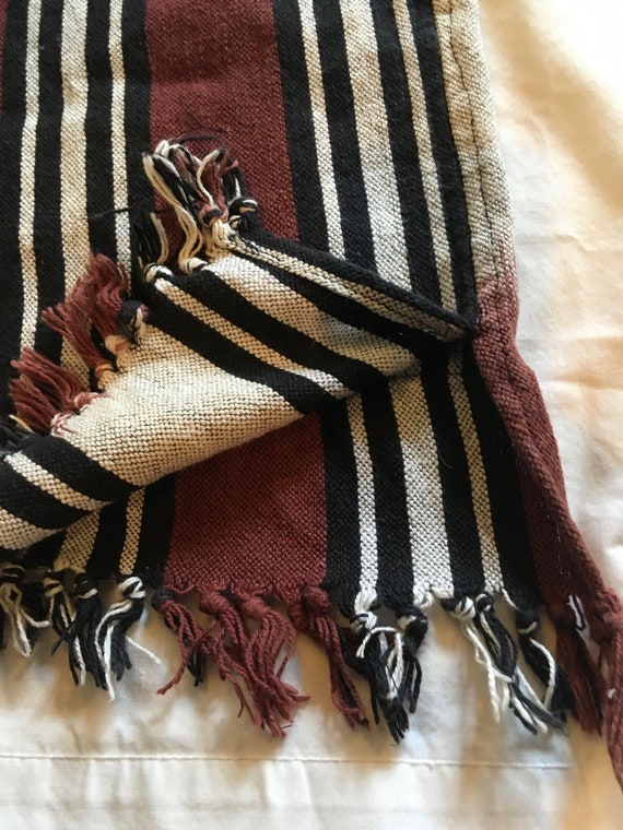 Mexican poncho linen cotton 2 pocket pullover str… - image 7