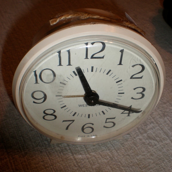 Vintage small Westclox Alarm clock  MCM white decor classic bedtime 60s