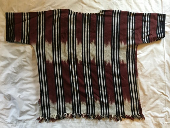 Mexican poncho linen cotton 2 pocket pullover str… - image 2