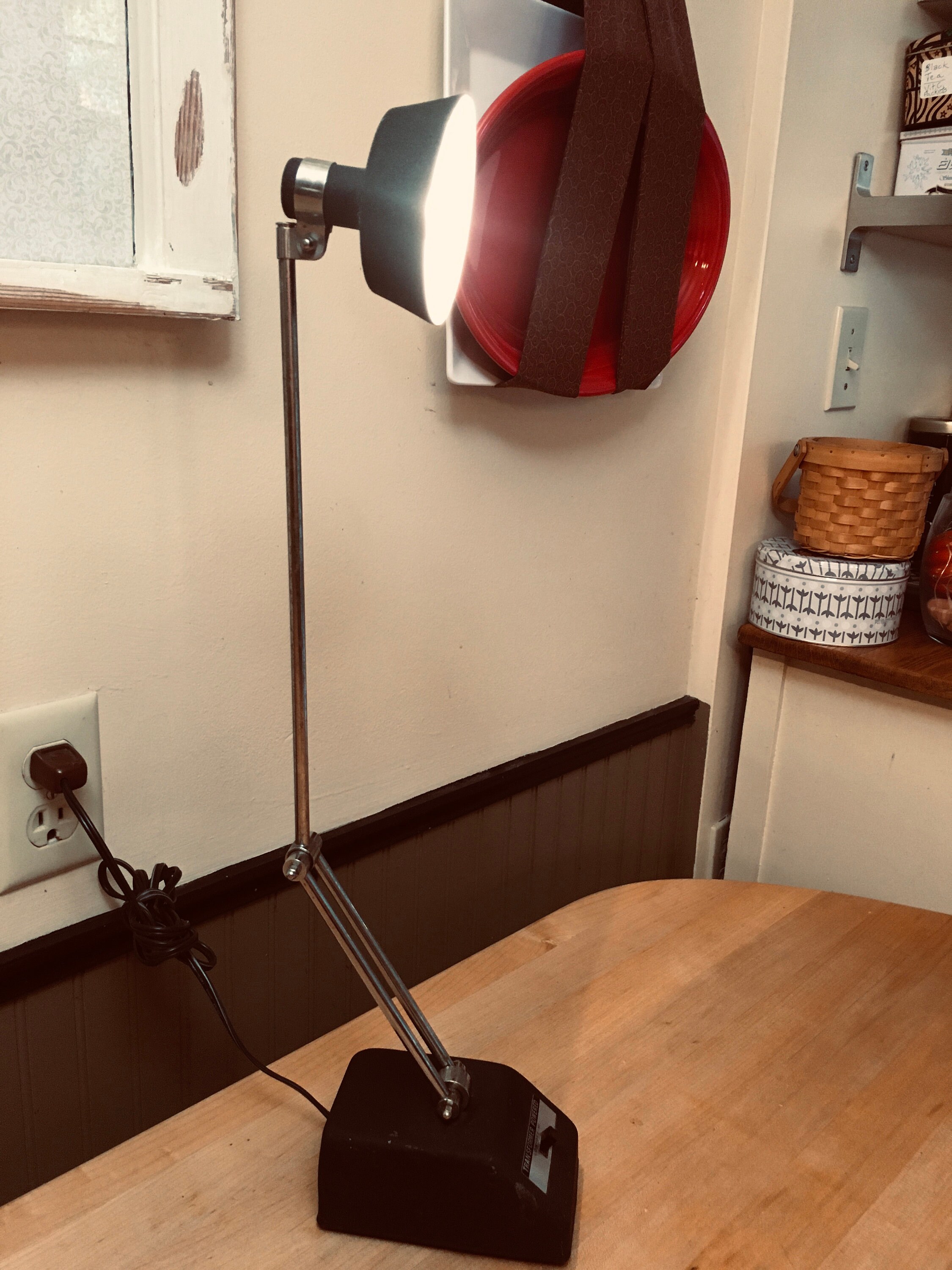 VTG Underwriters Laboratories Portable Steam Punk Spring Loaded Adjustable Lamp 