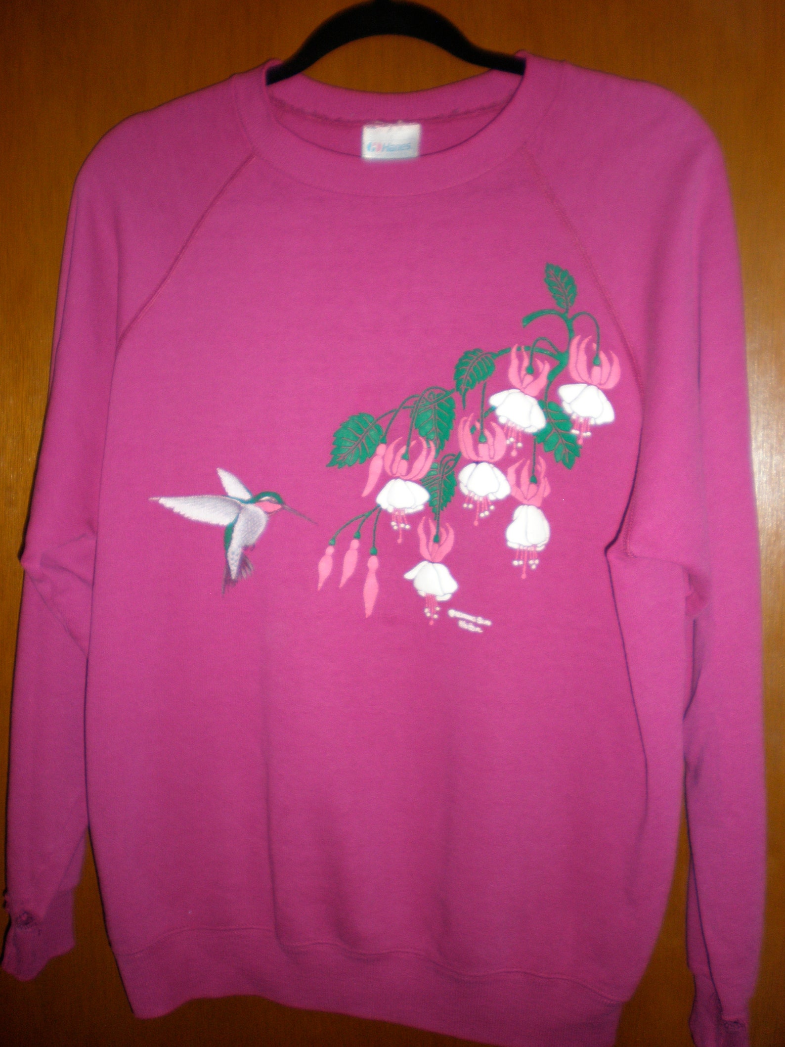 Hot Pink Fuschia Hipster Sweatshirt Hummingbirds Floral - Etsy