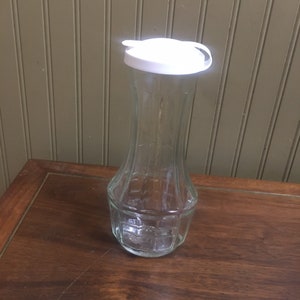 Good Seasons Cruet Oil Vinegar Jar Snap Top Lid Salad Dressings Keto Airtight Clear Decorative Glass bottle 1980s Vintage Farmhouse charm