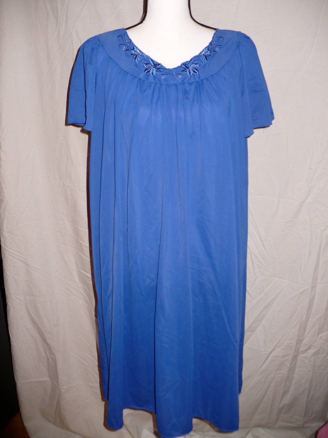 Miss Elaine Royal Blue Nightie, Negligee Womens Large Flowy Loose ...