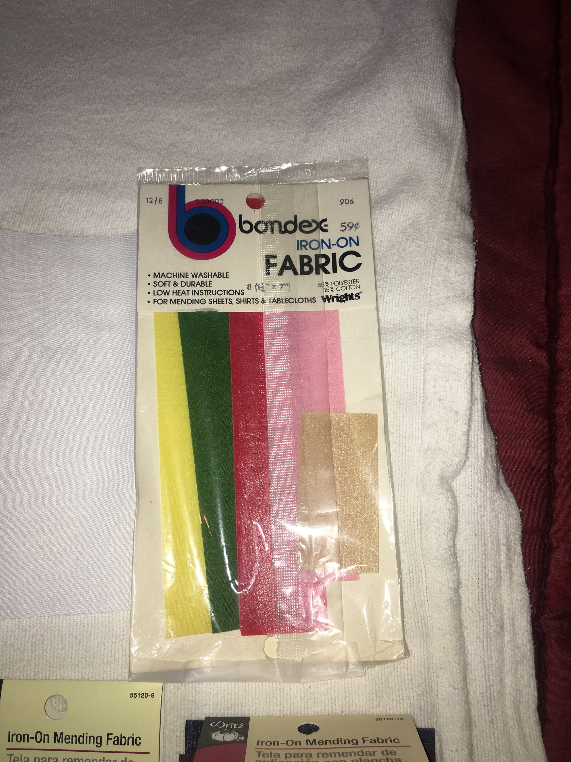 Bondex Lot of Iron on Mending Fabric Vintage NOS New in Packages Multi