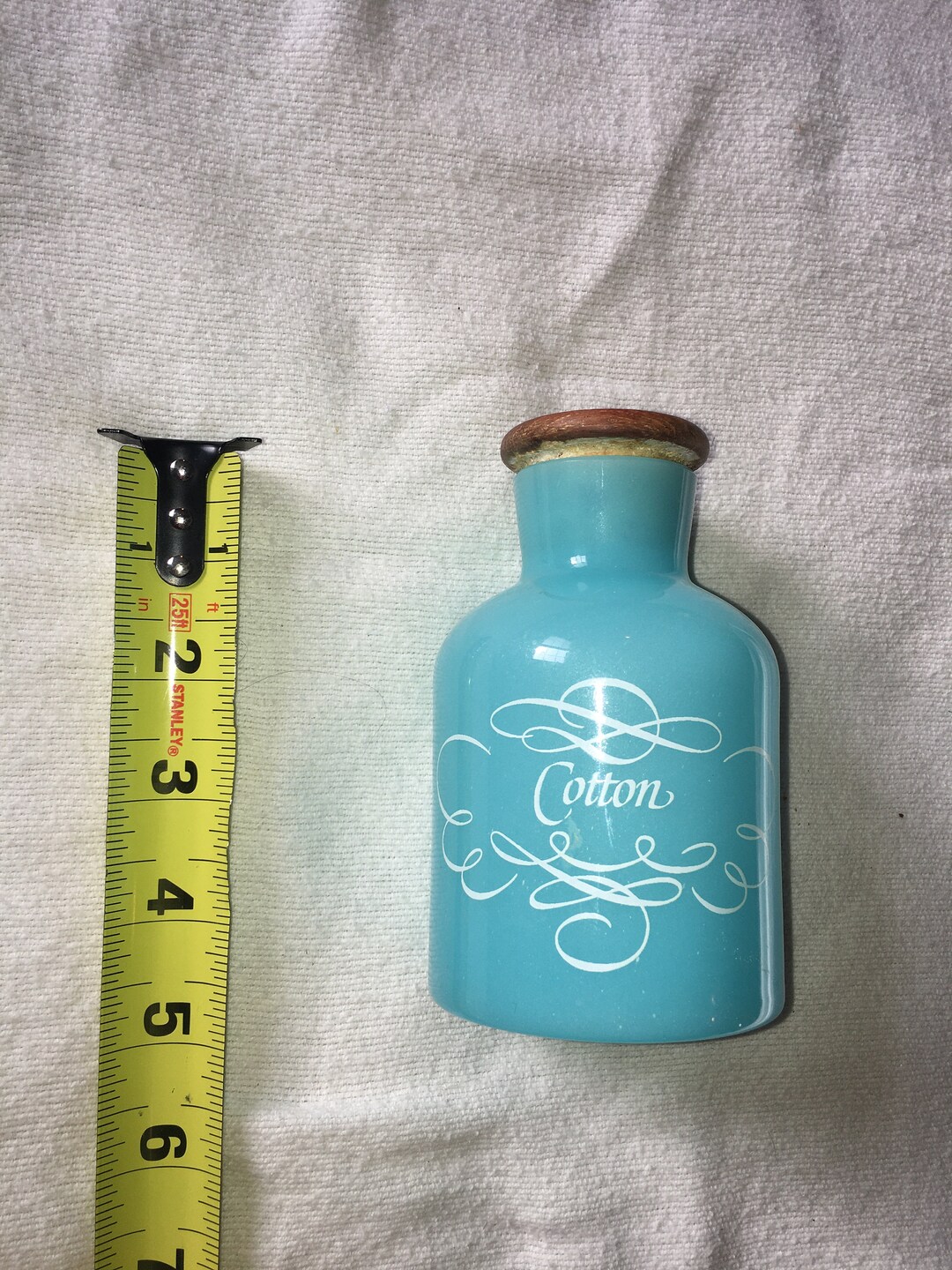 Blue Satin Glass Cotton Bathroom Vanity Container Jar Cork Etsy