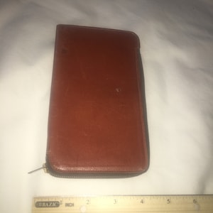 RR Genuine Saddle cuero cierre de cremallera 1950s pasaporte francés caja ranuras para efectivo billetera de cuero diseño delgado bolsa de viaje True Vintage western