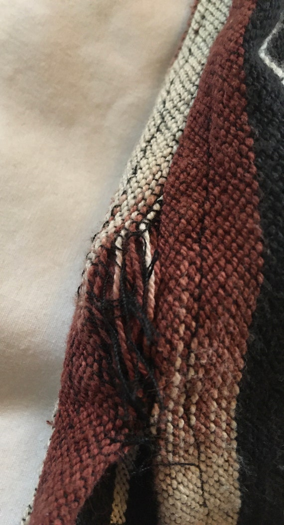 Mexican poncho linen cotton 2 pocket pullover str… - image 8