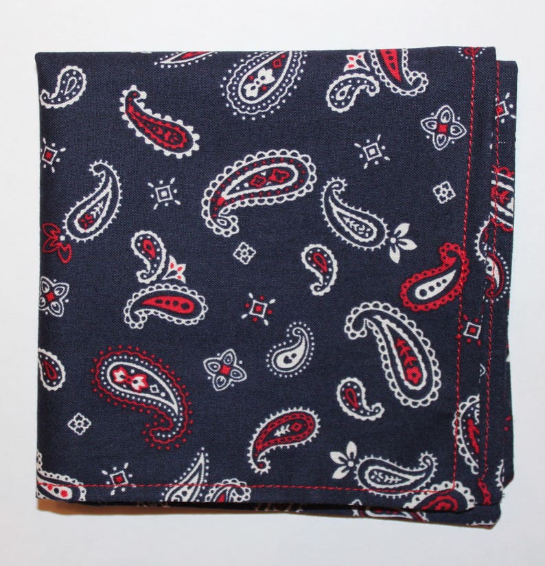 Premium Cotton Hankie Pocket Square Handkerchief Red Paisley UK Made 