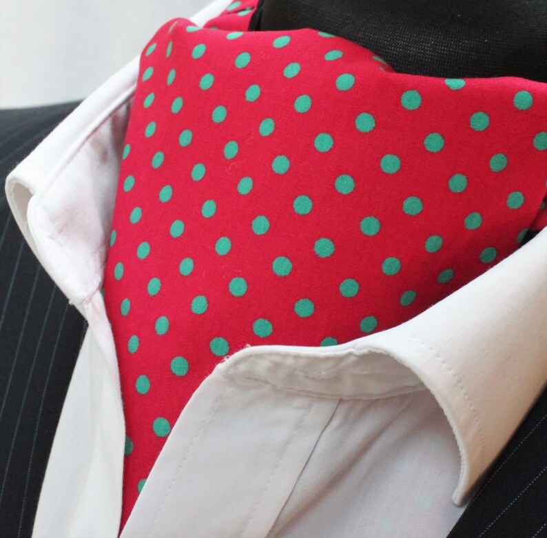 Cravat /& Hanky.Premium Cotton. Cravat Ascot UK Made Blue with Brown Polka Dot
