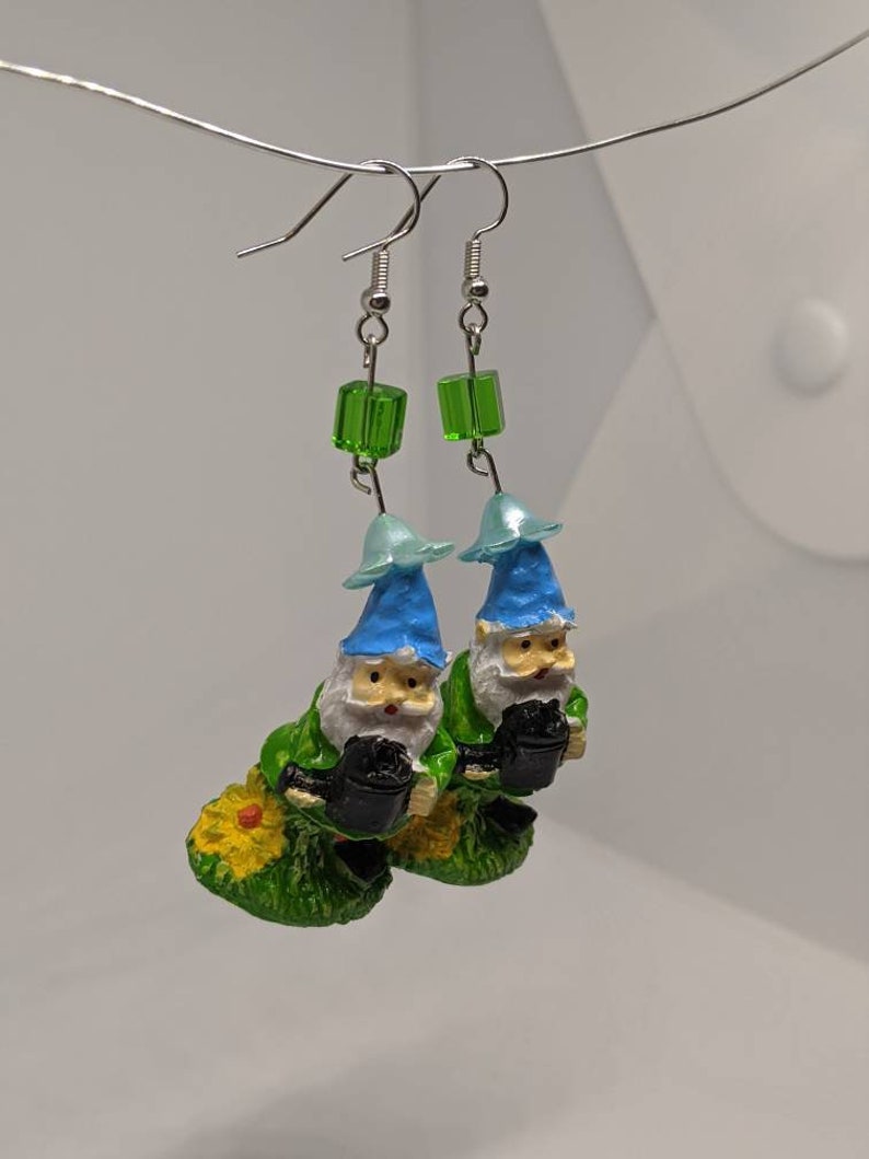 gnome figure earrings Gnome earrings gardening earrings garden spring earrings garden gnomes you pick one gnomes garden gnome earrings