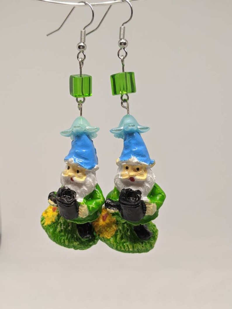 gnome figure earrings Gnome earrings gardening earrings garden spring earrings garden gnomes you pick one gnomes garden gnome earrings