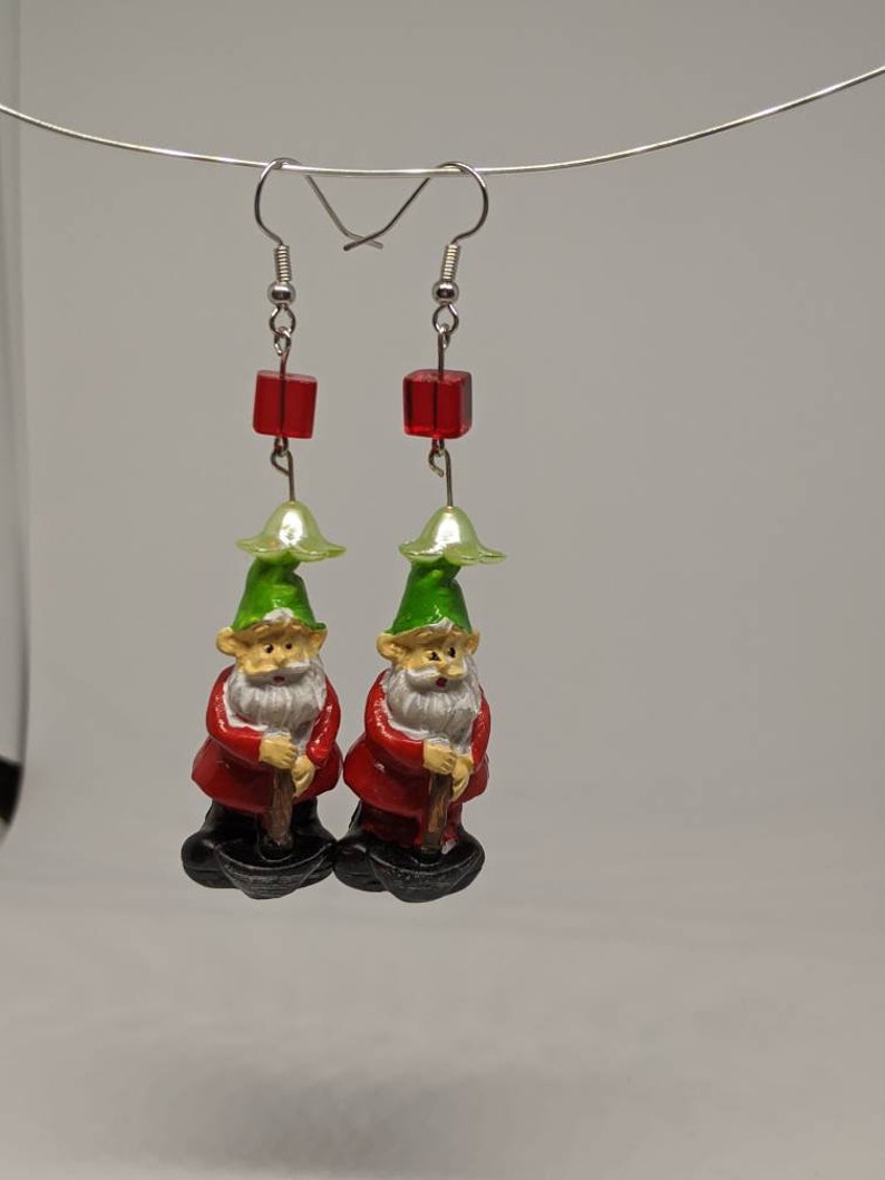 gnome figure earrings Gnome earrings gardening earrings garden spring earrings garden gnomes you pick one gnomes garden gnome earrings