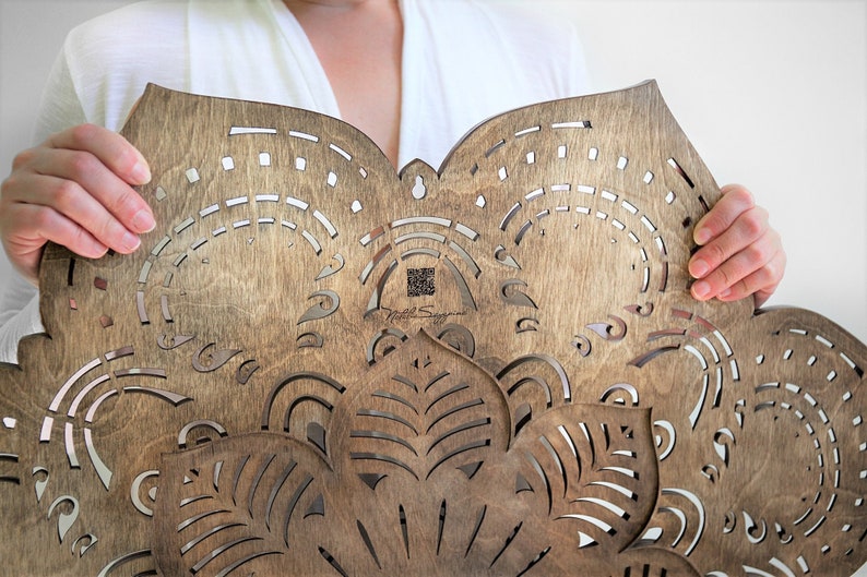 Mandala Wood 3d Wall Decor Carved Yoga Wooden Zentangle Etsy