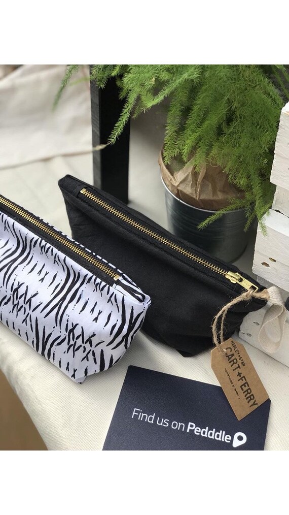 Makeup bag, gambian fabric, navy makeup bag, make up