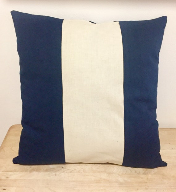 Navy + Calico Stripe Cushion Cover