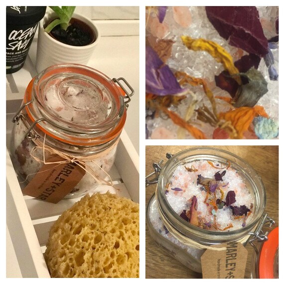 Lavender Bath Salts, Epsom Salt Bath,Himlayan Salt, Lavender Essential Oil, Dried Flowers Bath Soak