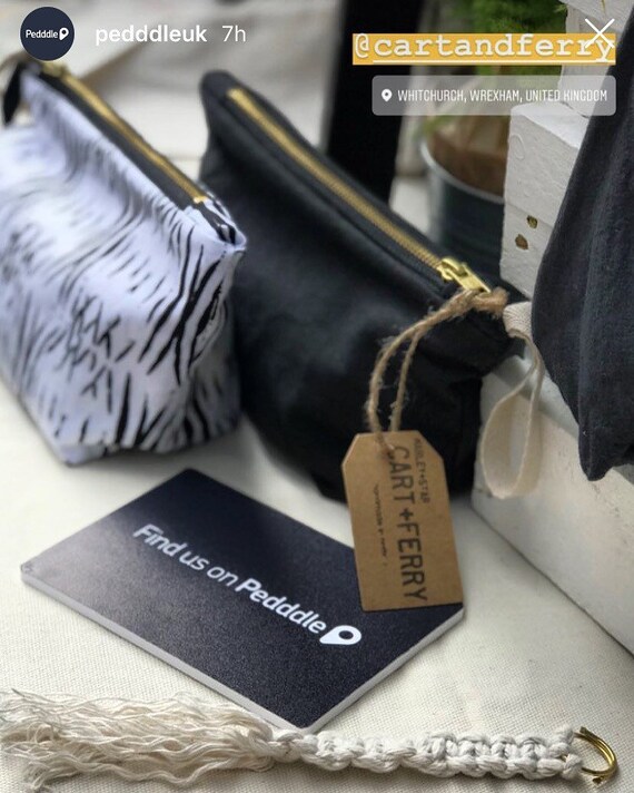 Makeup bag, gambian fabric, navy makeup bag, make up