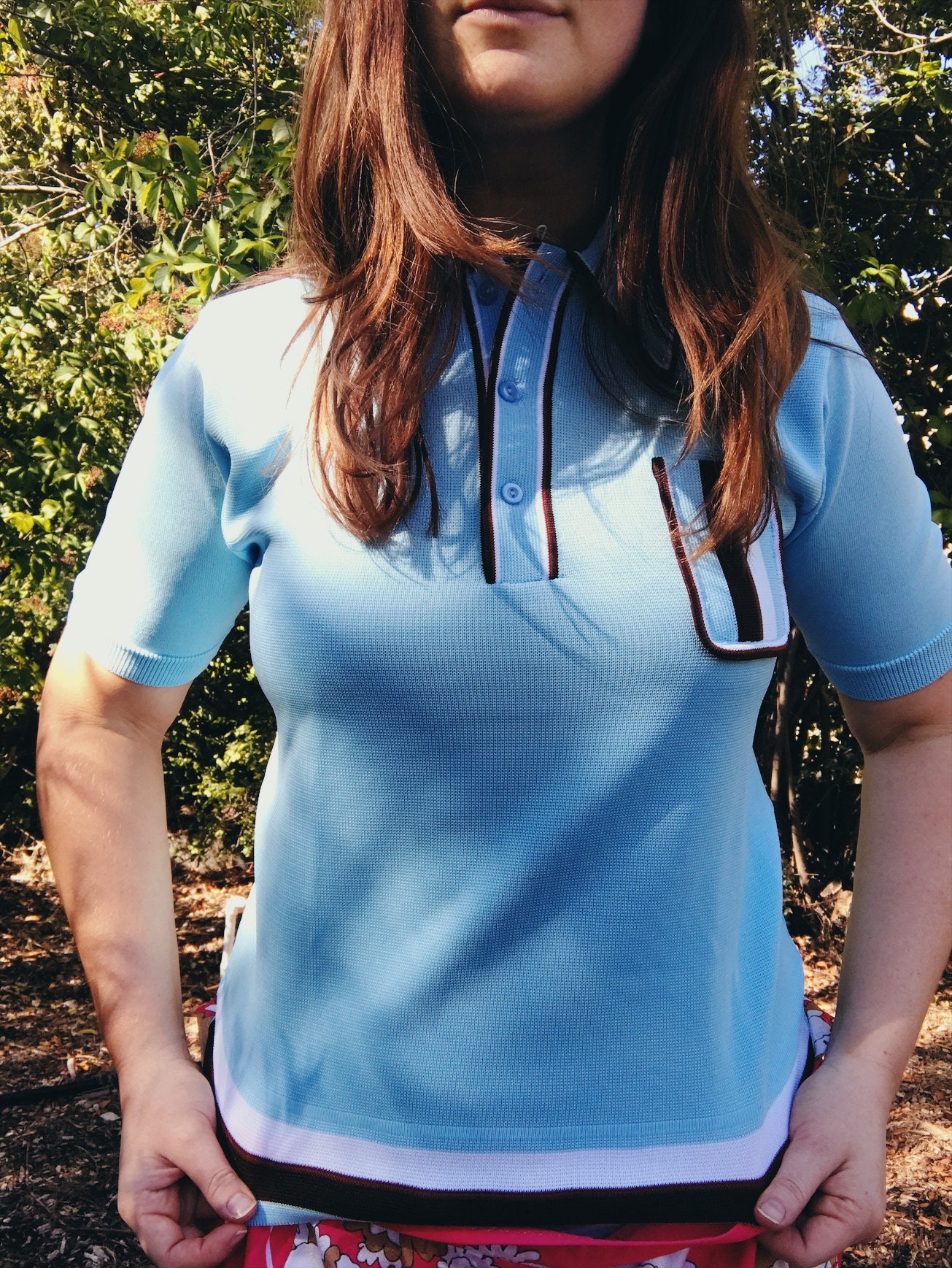 Target 70s Blue and Brown Polo Vintage 