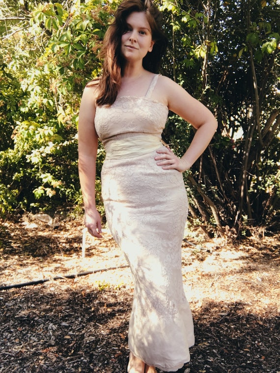50s beige vintage gown
