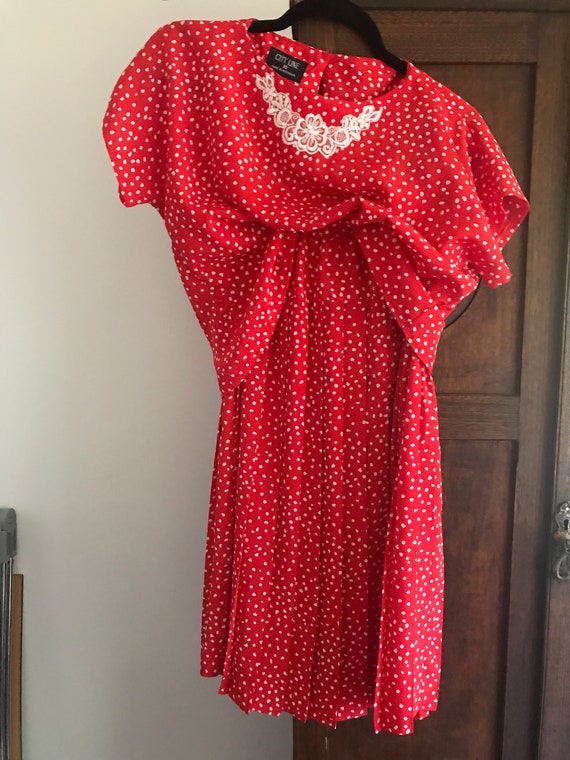 City Line 80s red and white polka dot skirt and t… - image 2