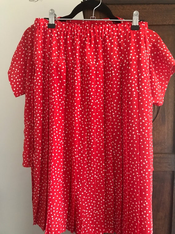 City Line 80s red and white polka dot skirt and t… - image 5