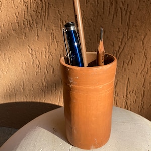 Terra Sigillata Ceramic Cup - Wabi Sabi Pencil Holder - Minimalist Palo Santo Burner - Ancient Roman Style Pottery - Desk Decor