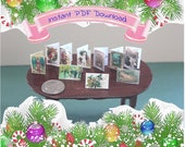 Dollhouse Printable Miniature Christmas Cards Instant Download 1/12 Scale DIY Kit & Tutorial ,