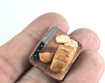 Dollhouse Miniature Bread Board 1/12 Scale Wood and Polymer Clay AU SHIPPING