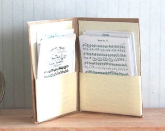 Dollshouse Miniature Piano Music Folder with Vintage Sheet Scores, 1/12 scale, AU POSTAGE