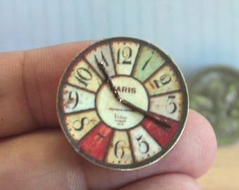 Shabby Chic Mini Vintage Clock, 1/12 Scale Dollhouse Wall Decor, AU POSTAGE