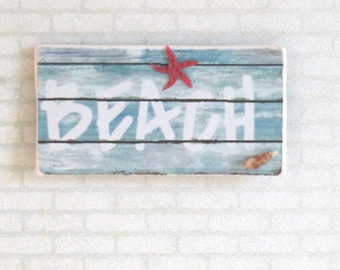 Beach Inspired Art, Rustic Seaside Print, Dollhouse Miniature Coastal Sign, AU POSTAGE