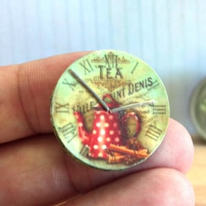 Vintage Tea Time Wall Clock, 1/12 Scale Dollhouse Miniature, Dollhouse Wall Art, Dollhouse Clock,Vintage Clock,Miniature Clock, AU SHIPPING