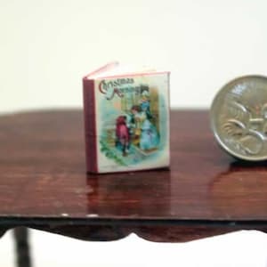 Miniature book Victorian Christmas story in 1/12 scale dollhouse mini, antique tiny book for adult collectors, dollhouse decor AU SHIPPING