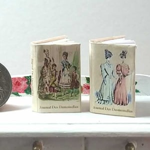 Miniature French Ladies Journals Vol 1 and 2, Journal Des Demoiselles, 1/12 Scale, Dollhouse Miniature, Dollhouse Book, US DOMESTIC SHIPPING