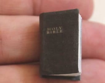 Santa Biblia, Libro de Casa de Muñecas Escala 1/12 Miniatura clásica, tapa negra, ENVÍO AU