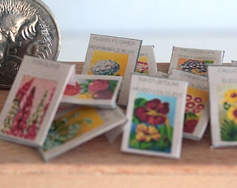 Miniature Gardening Seed Packets Set of 36 1/12 Scale Dollhouse Garden, AU POSTAGE
